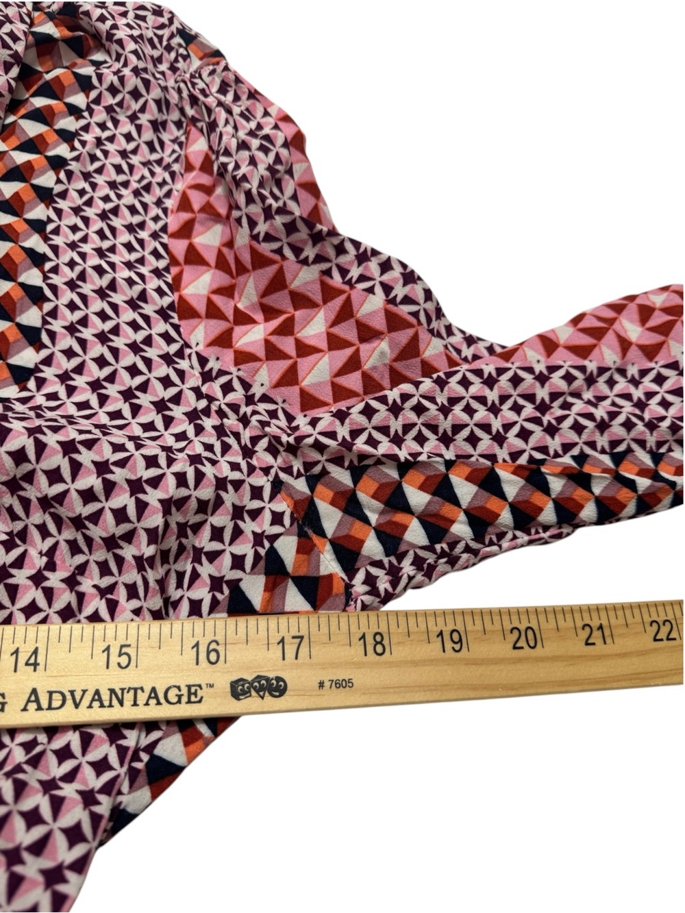 Vero Moda Pink Multi Geometric Long Sleeve Shirt Dress with Tie Waist - Picture 7 of 8